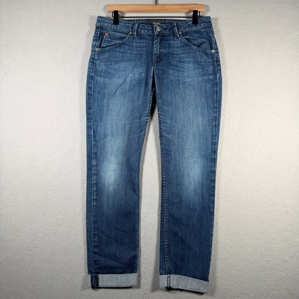 Hudson Bacara Crop Straight Cuffed Jeans Blue Medium Wash 29 08403-00-1